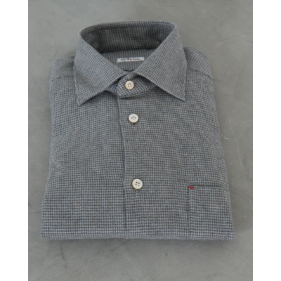 Kiton Zacht Overshirt Geruit Grijs