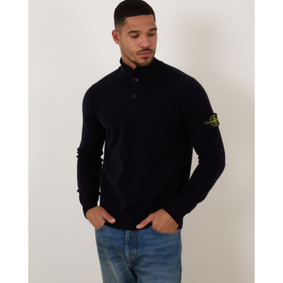 Stone Island Knit Half-Button Jumper 5100002 Navy Blue