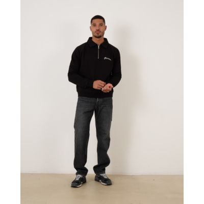 Flâneur Raglan Half Zip Sweater Black