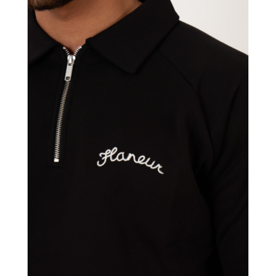 Flâneur Raglan Half Zip Sweater Black