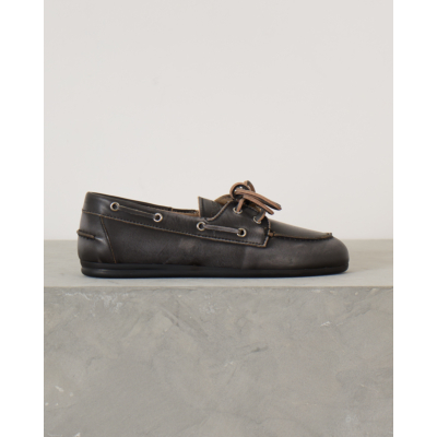 Posa Boat Loafer Leather Brushed Black
