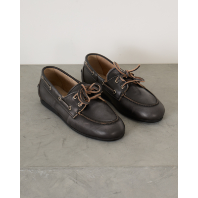 Posa Boat Loafer Leather Brushed Black