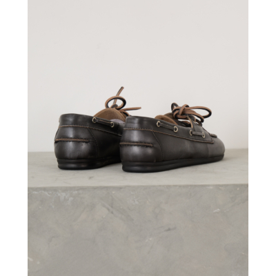 Posa Boat Loafer Leather Brushed Black
