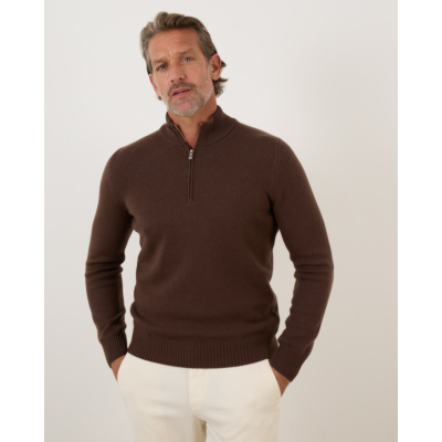 Gran Sasso ZIp Pullover Knit Cioccolato