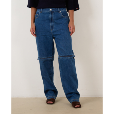 Tibi Lars Denim Convertible Zip Jean Blauw
