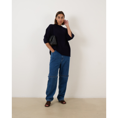 Tibi Lars Denim Convertible Zip Jean Blauw