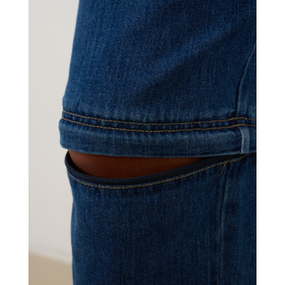 Tibi Lars Denim Convertible Zip Jean Blauw