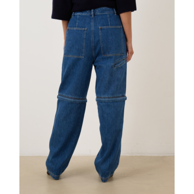 Tibi Lars Denim Convertible Zip Jean Blauw
