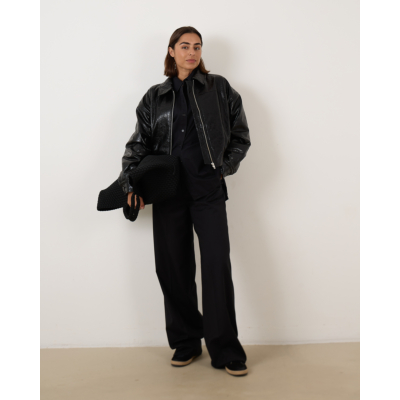 Ame Antwerp Milf Bomber Faux Leer Zwart