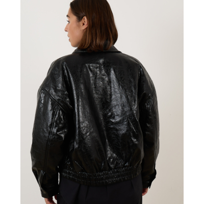 Ame Antwerp Milf Bomber Faux Leer Zwart