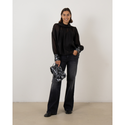 Cambio Tess wide leg jeans in grijze wasssing