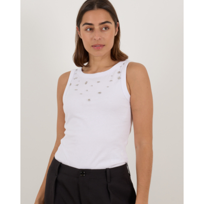 Baum und Pferdgarten Joline Mouwloze Top met Rhinestones Wit