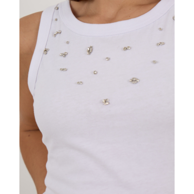 Baum und Pferdgarten Joline Mouwloze Top met Rhinestones Wit