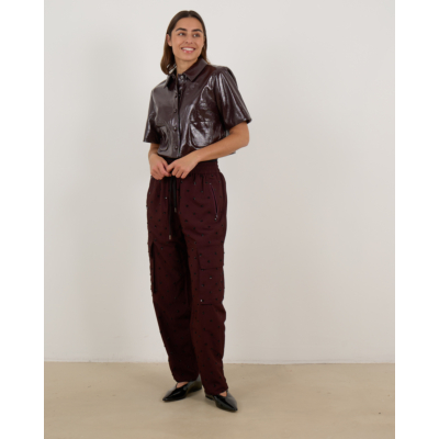 Baum und Pferdgarten Beth Cropped Jack Korte Mouwen Glanzend Bordeaux