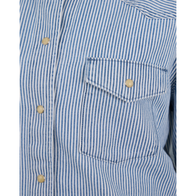 Xírena Byron Blouse Lange Mouw Gestreept Blauw