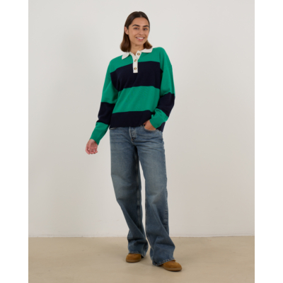 Xírena Braxton Polo Sweater Gestreept Navy Groen