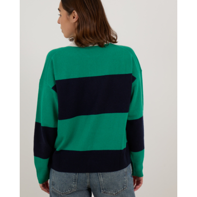 Xírena Braxton Polo Sweater Gestreept Navy Groen