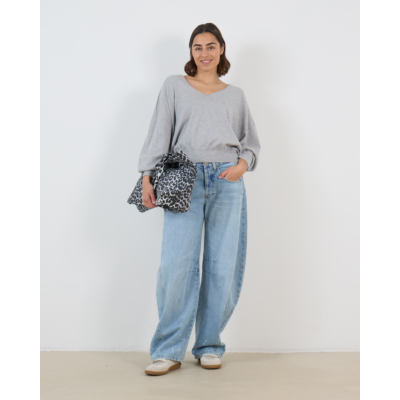 Drykorn Risory Pullover Lange Mouwen en Ronde Hals Grijs