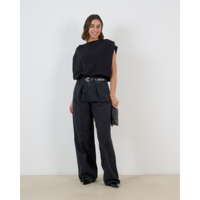 Drykorn Calluna Gedrappeerd Mouwloos Sweatshirt Zwart