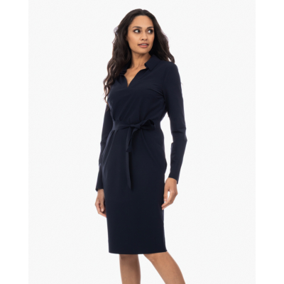 Japan TKY Nenema Travel Jersey Midi Jurk met Ceintuur Zwartblauw