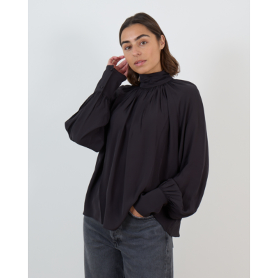 Anine Bing Gedrapeerde Turtleneck Blouse Zwart