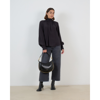 Anine Bing Gedrapeerde Turtleneck Blouse Zwart
