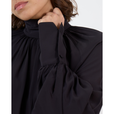 Anine Bing Gedrapeerde Turtleneck Blouse Zwart