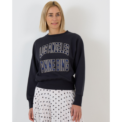 Anine Bing Harry Shrunken LA Crewneck Sweatshirt Zwart