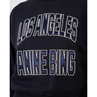 Anine Bing Harry Shrunken LA Crewneck Sweatshirt Zwart