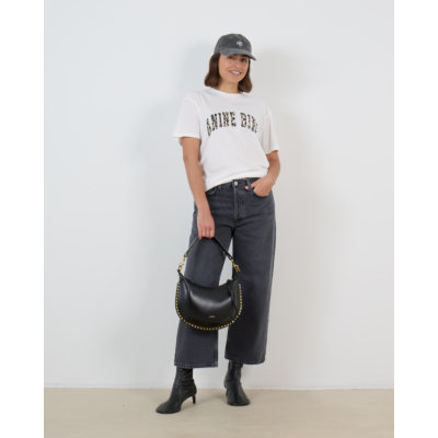 Anine Bing T-shirt met Leopard Print Logo Wit