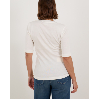 Closed Stretchy Aangesloten T-Shirt met Lage Hals Wit