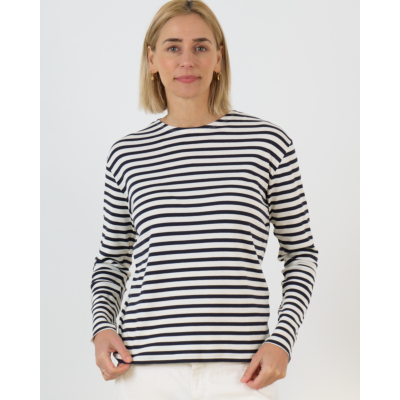 Closed Katoen Blend Lange Mouwen Shirt Gestreept Wit Blauw