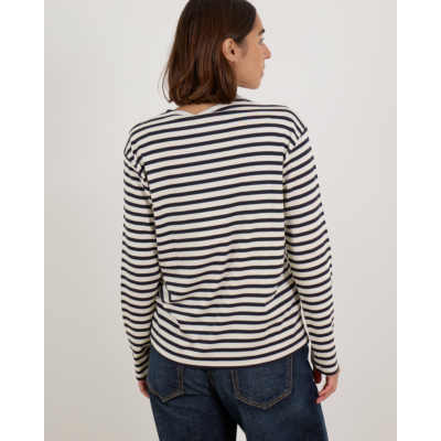 Closed Katoen Blend Lange Mouwen Shirt Gestreept Wit Blauw