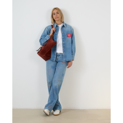 Closed Straight Leg Jeans met Patches Blauw
