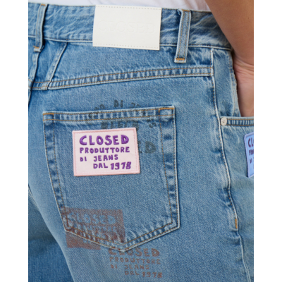 Closed Straight Leg Jeans met Patches Blauw