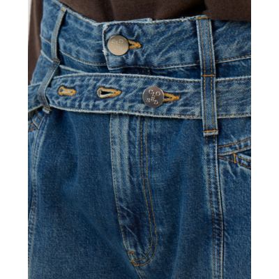 Closed Zoya-x Wide Leg Jeans met Dubbele Tailleband Blauw