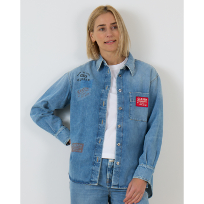 Closed Denim Blouse met Patch Details Blauw