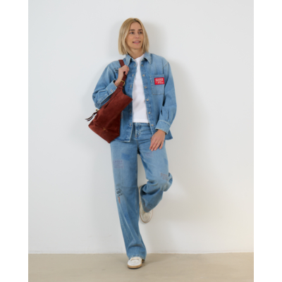 Closed Denim Blouse met Patch Details Blauw