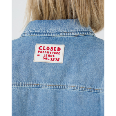 Closed Denim Blouse met Patch Details Blauw