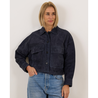Arma Mira Cropped Suede Jacket Royal