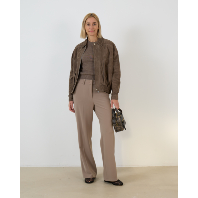 People's Republic of Cashmere Kasjmier Shirt Korte Mouwen Taupe