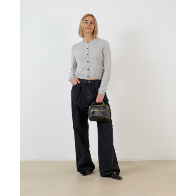 People's Republic of Cashmere Kasjmier Cardigan Vest met Knoopsluiting Grijs