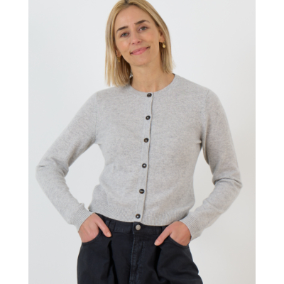 People's Republic of Cashmere Kasjmier Cardigan Vest met Knoopsluiting Grijs