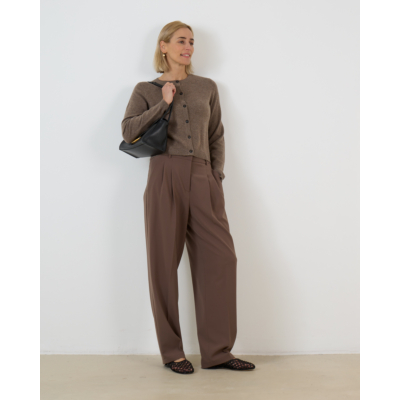 People's Republic of Cashmere Kasjmier Cardigan Vest met Knoopsluiting Taupe