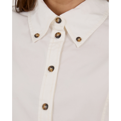 Ganni Getailleerde Peplum Blouse Wit