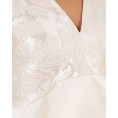 Ganni Satin Cloque Peplum Top Wit