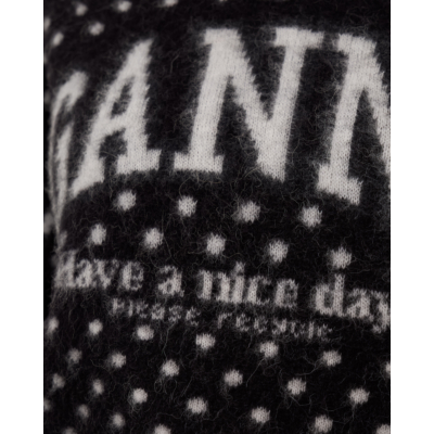 Ganni Polka brushed sweater ronde hals zwart