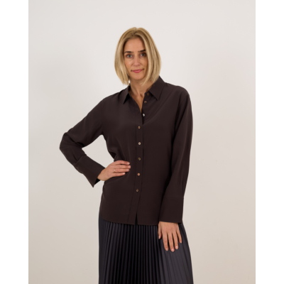 Joseph Zijde Joe blouse donker bruin