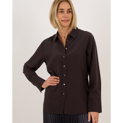 Joseph Zijde Joe blouse donker bruin