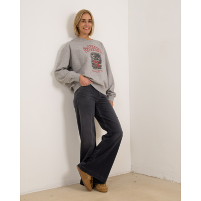 Ganni Kitten crewneck sweater grijs